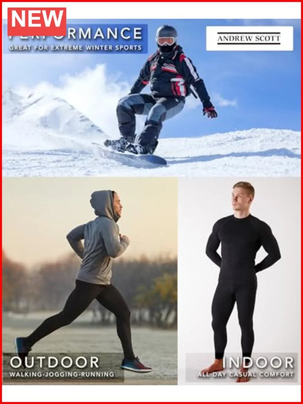Men's 2-Piece & 6-Piece Base Layer Long Sleeve + Long Pant Thermal Underwear Set